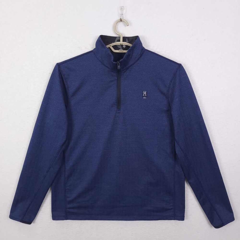 Greyson Quarter Zip Pullover Mens Large Blue Herringbone Golf Performance Shirt